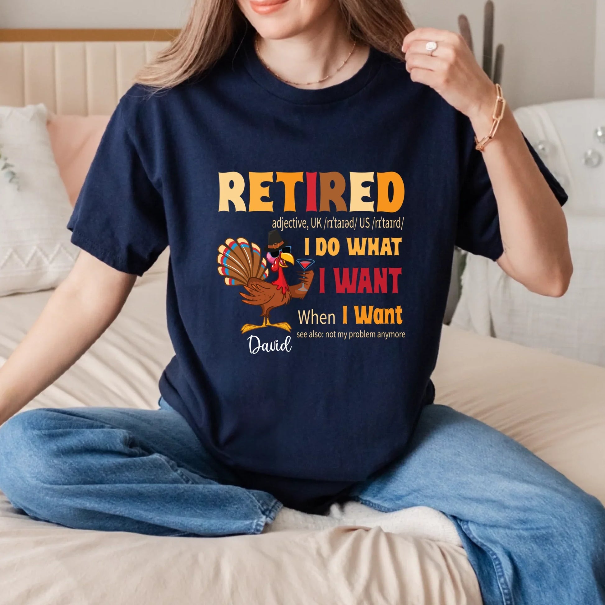 Funny Personalized Retired Thanksgiving Shirt – Custom Name Turkey Tee for Retirees Hoodie, Sweatshirt (Image 4)