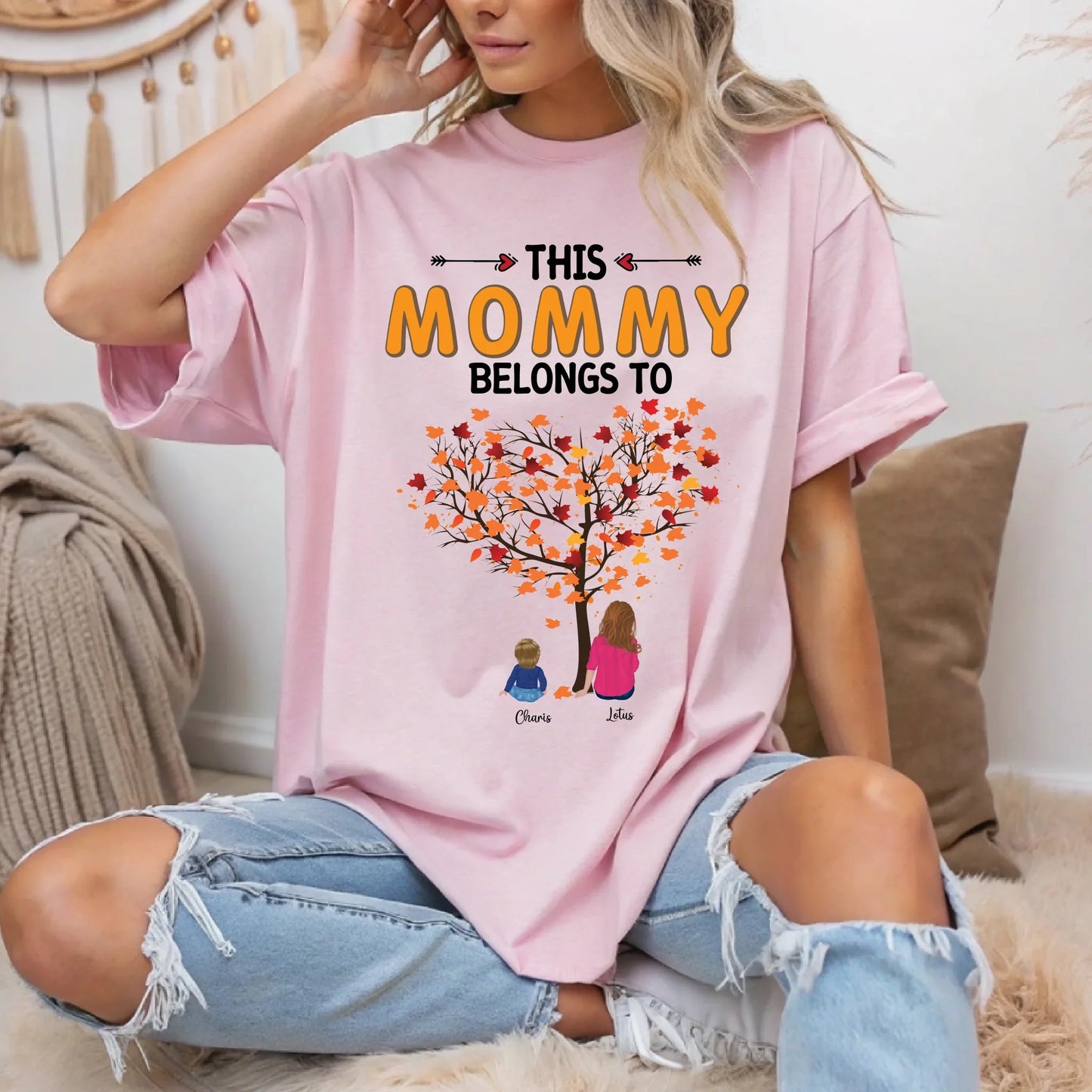 Personalized Thanksgiving Shirt for Mommy – “This Mommy Belongs To” – Custom Names & Characters Hoodie, Sweatshirt (Image 1)