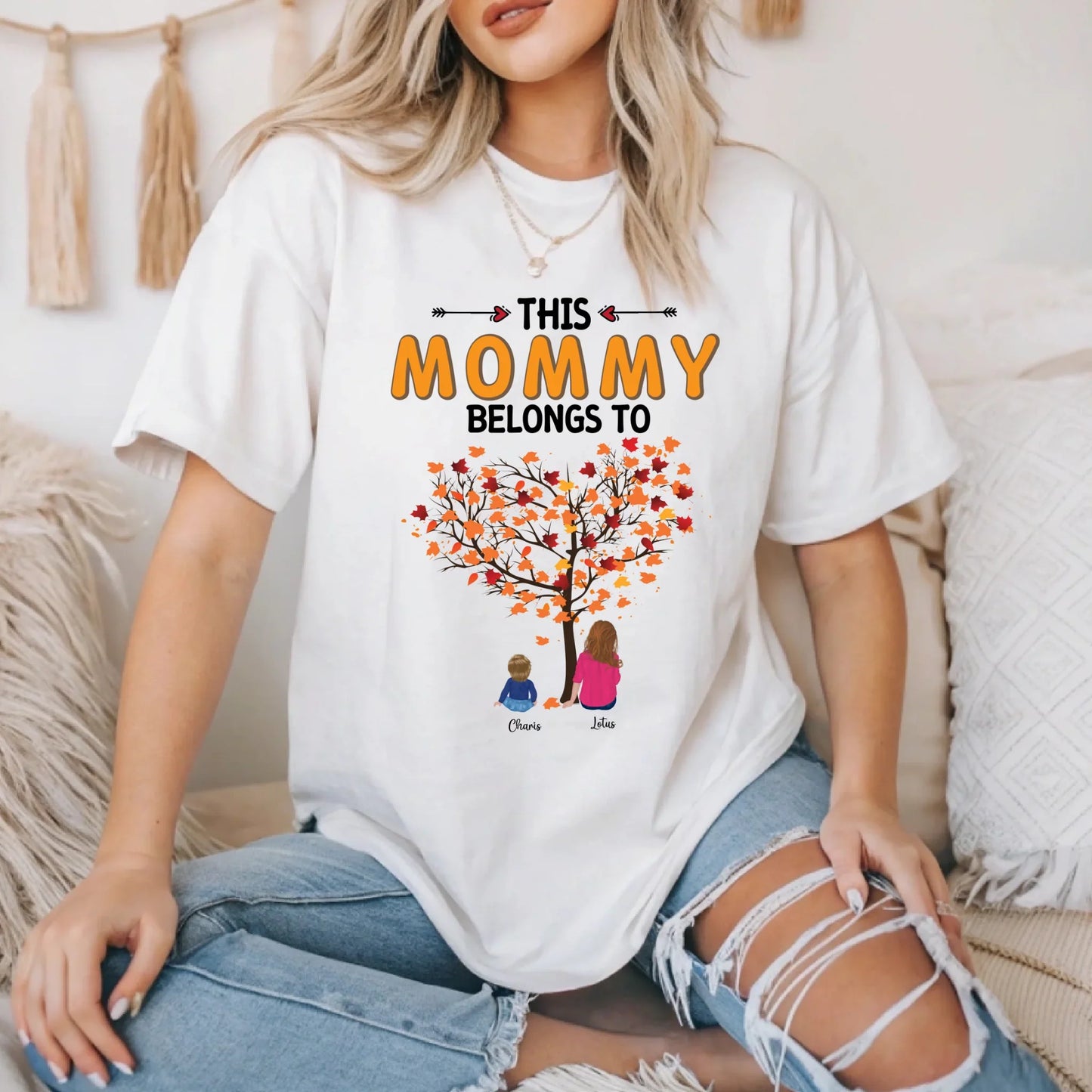 Personalized Thanksgiving Shirt for Mommy – “This Mommy Belongs To” – Custom Names & Characters Hoodie, Sweatshirt (Image 3)