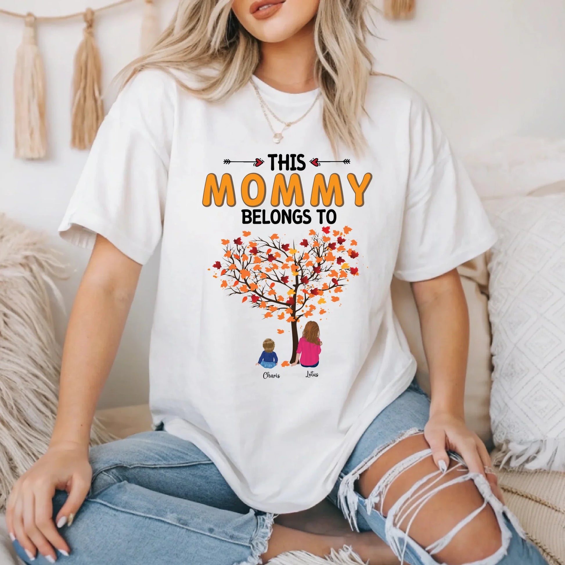 Personalized Thanksgiving Shirt for Mommy – “This Mommy Belongs To” – Custom Names & Characters Hoodie, Sweatshirt (Image 3)