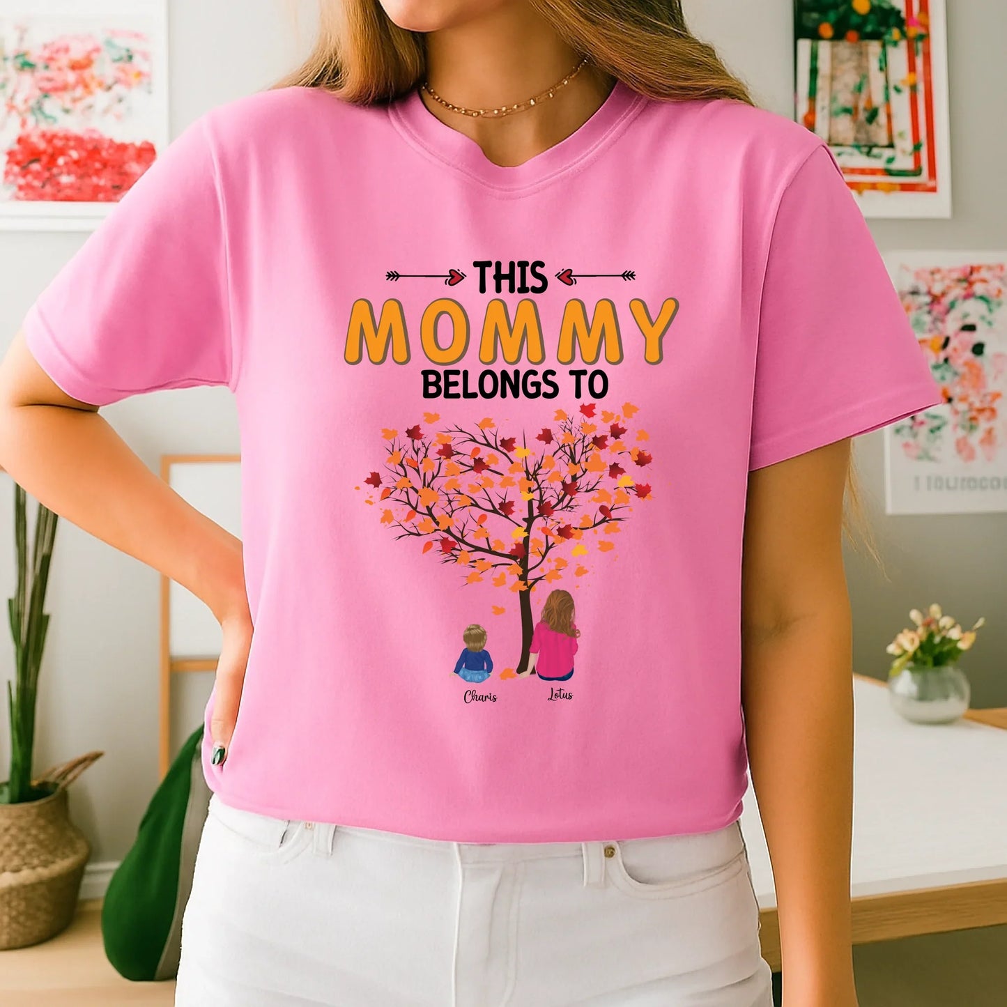 Personalized Thanksgiving Shirt for Mommy – “This Mommy Belongs To” – Custom Names & Characters Hoodie, Sweatshirt (Image 5)