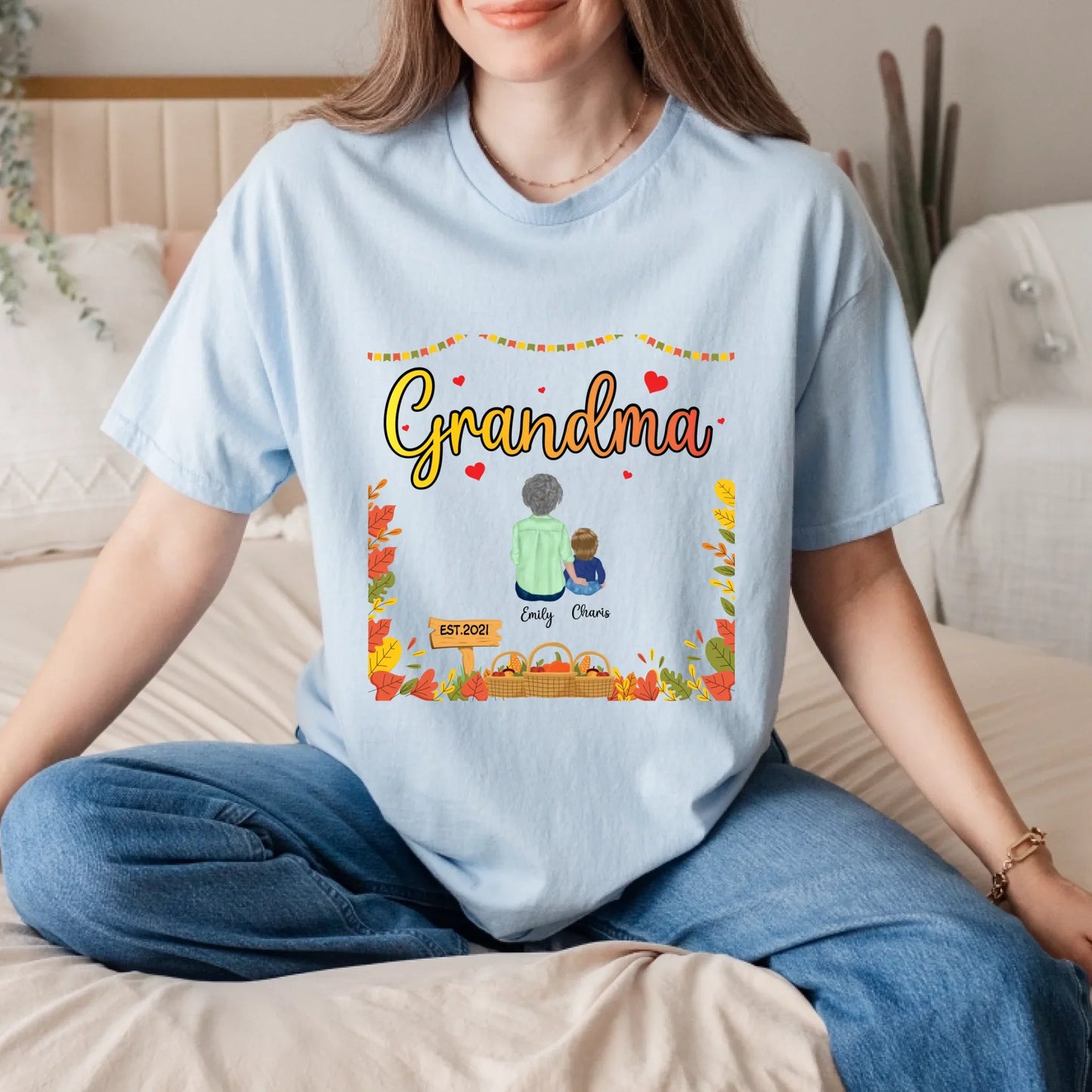 Personalized Thanksgiving Grandma Shirt – Custom Grandkids Names & Characters Hoodie, Sweatshirt (Image 2)