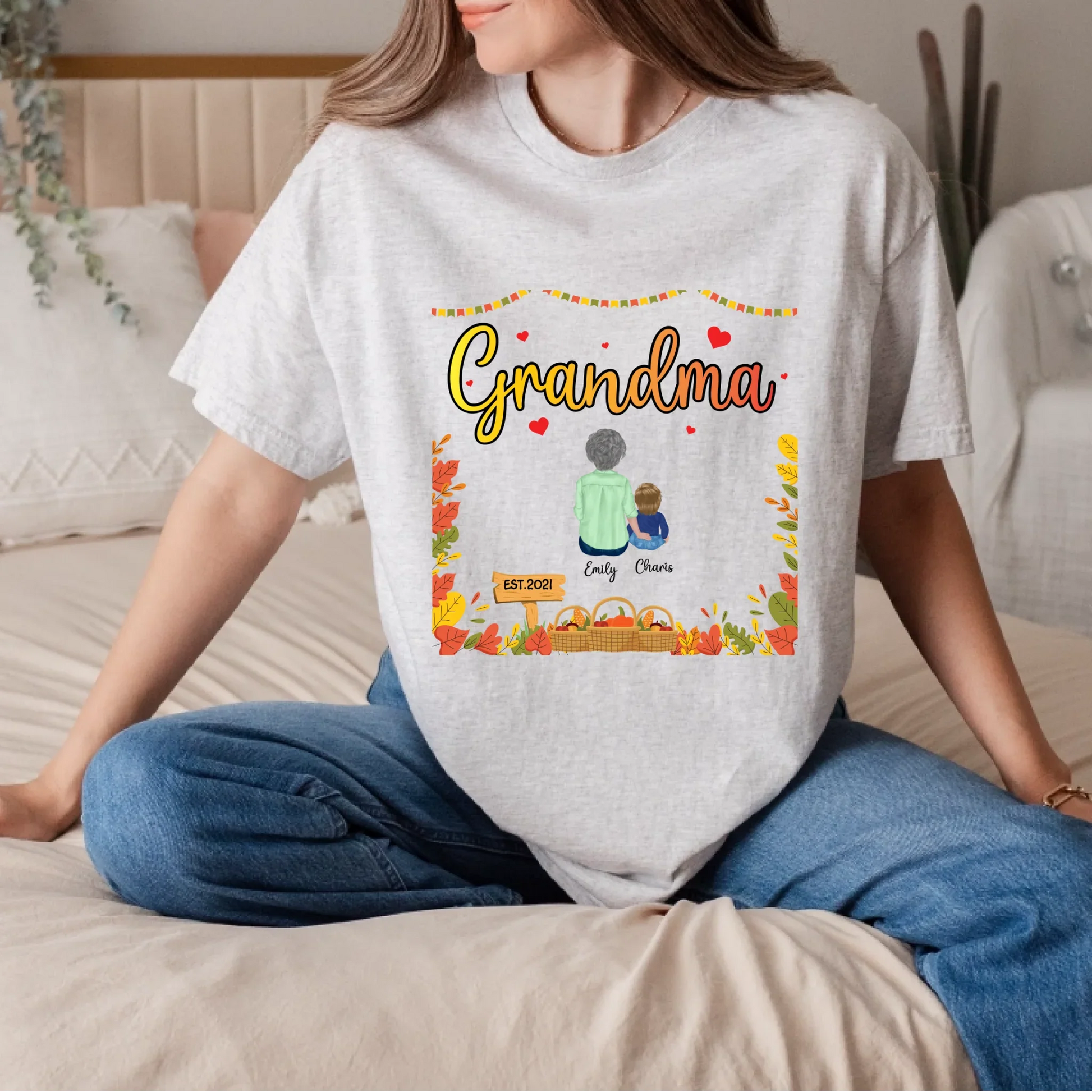 Personalized Thanksgiving Grandma Shirt – Custom Grandkids Names & Characters Hoodie, Sweatshirt (Image 4)