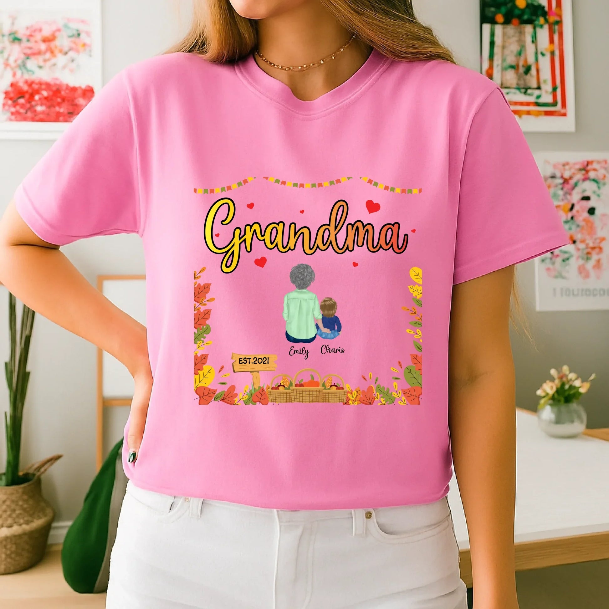 Personalized Thanksgiving Grandma Shirt – Custom Grandkids Names & Characters Hoodie, Sweatshirt (Image 5)