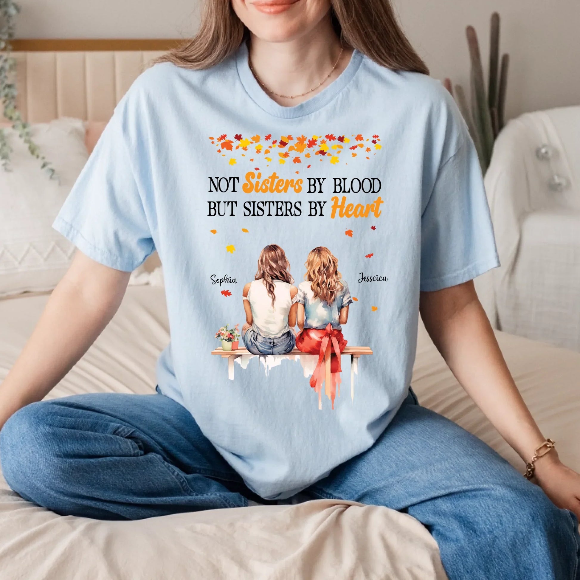 Personalized Thanksgiving Shirt – Not Sisters by Blood But Sisters by Heart – Custom BFF Fall Gift with Names &... (Image 4)