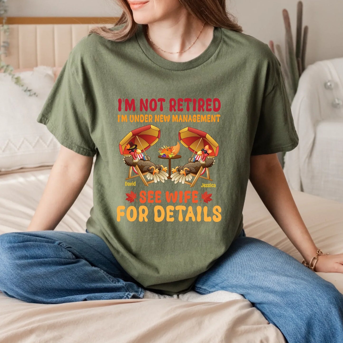 Funny Autumn Couple Shirts – Personalized “I’m Not Retired, See Wife for Details” Tees Hoodie, Sweatshirt (Image 4)