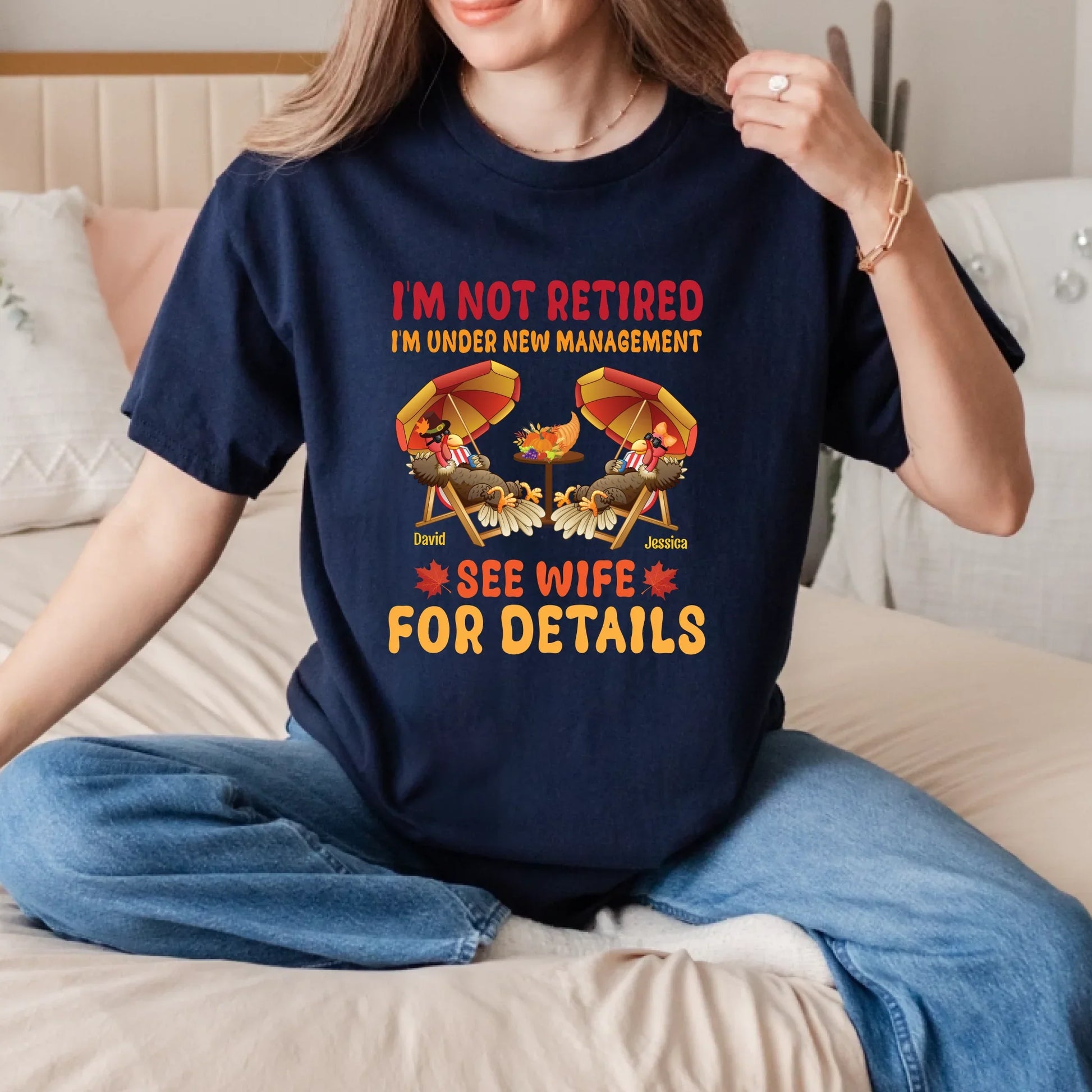 Funny Autumn Couple Shirts – Personalized “I’m Not Retired, See Wife for Details” Tees Hoodie, Sweatshirt (Image 3)