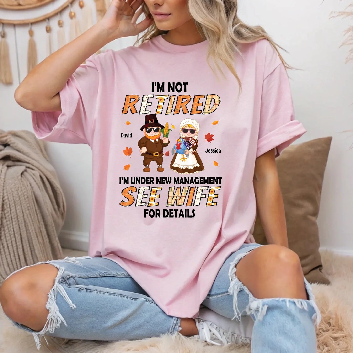 Funny Couple Shirt – Personalized “I’m Not Retired, See Wife for Details” Tee Hoodie, Sweatshirt (Image 2)