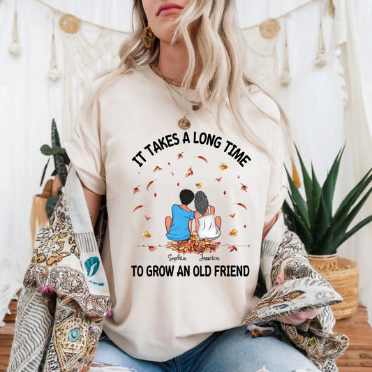 Personalized Best Friend Thanksgiving Shirt – “It Takes a Long Time to Grow an Old Friend” – Custom Names &... (Image 1)