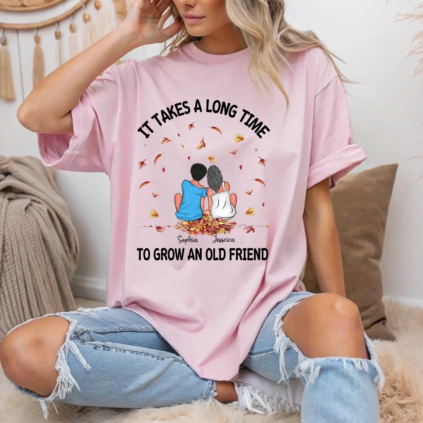 Personalized Best Friend Thanksgiving Shirt – “It Takes a Long Time to Grow an Old Friend” – Custom Names &... (Image 2)