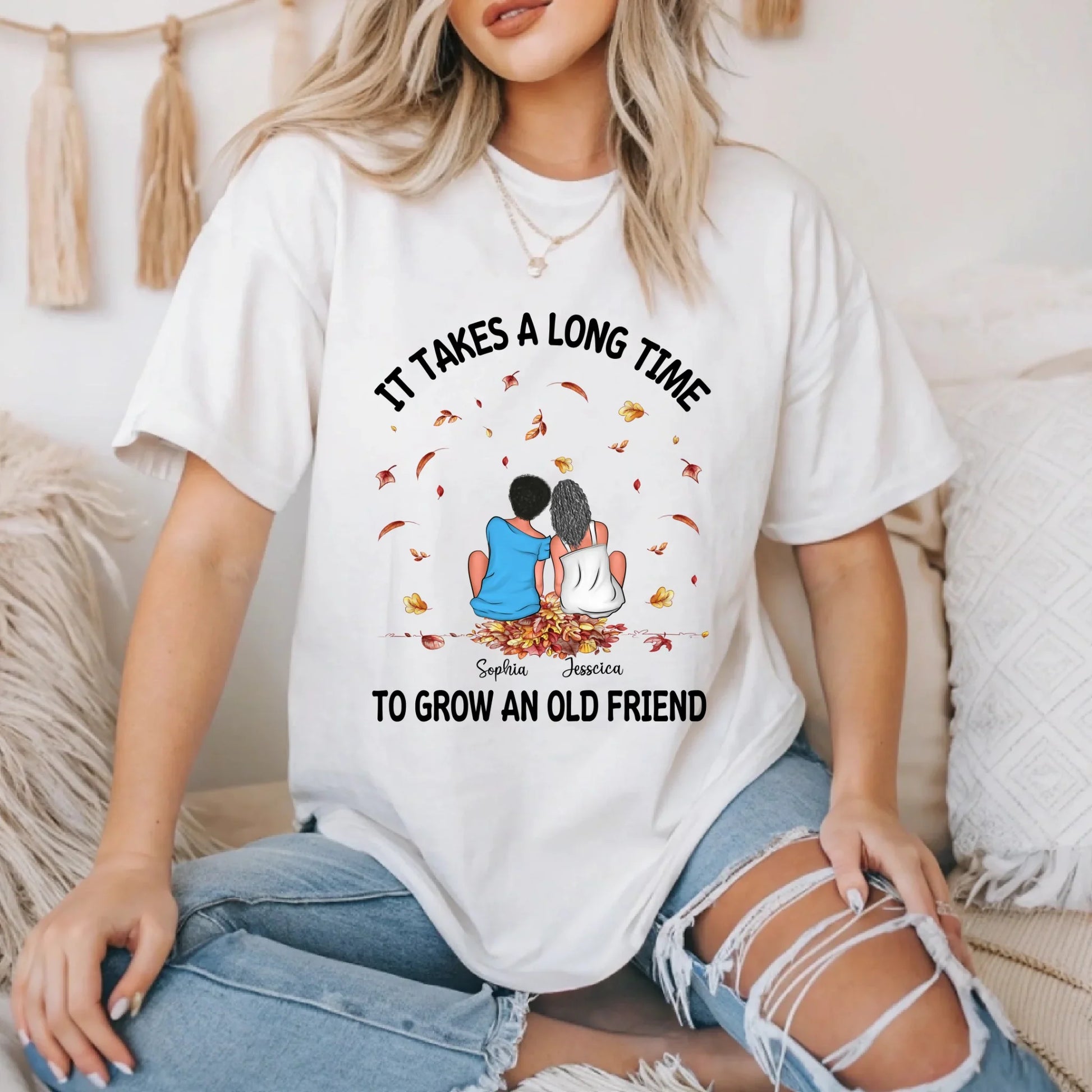 Personalized Best Friend Thanksgiving Shirt – “It Takes a Long Time to Grow an Old Friend” – Custom Names &... (Image 4)