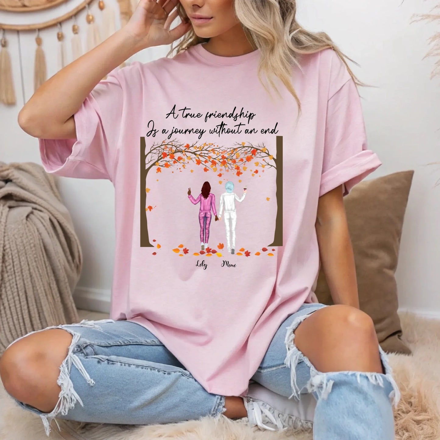 Personalized Best Friends Thanksgiving Shirt – Custom Names & Characters – Fall Gift for Girls Group Hoodie,... (Image 2)