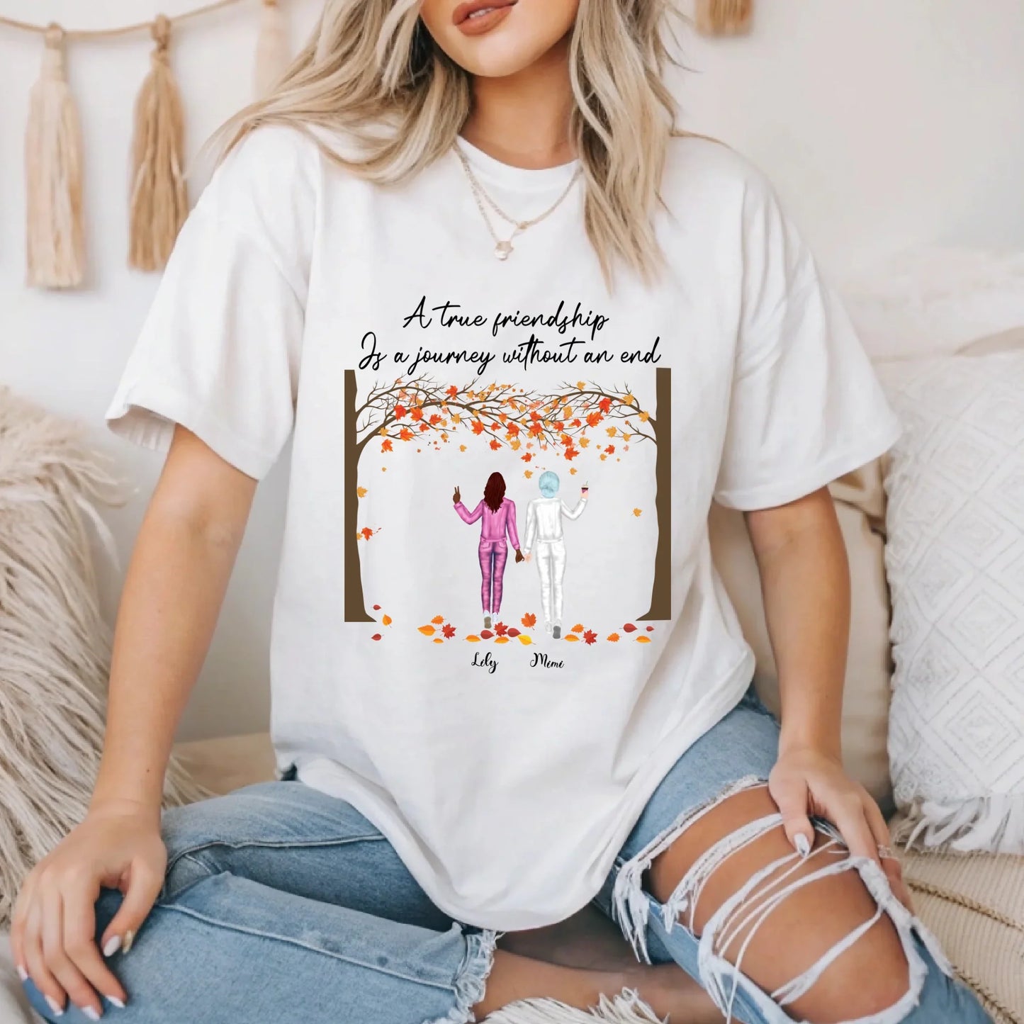 Personalized Best Friends Thanksgiving Shirt – Custom Names & Characters – Fall Gift for Girls Group Hoodie,... (Image 4)
