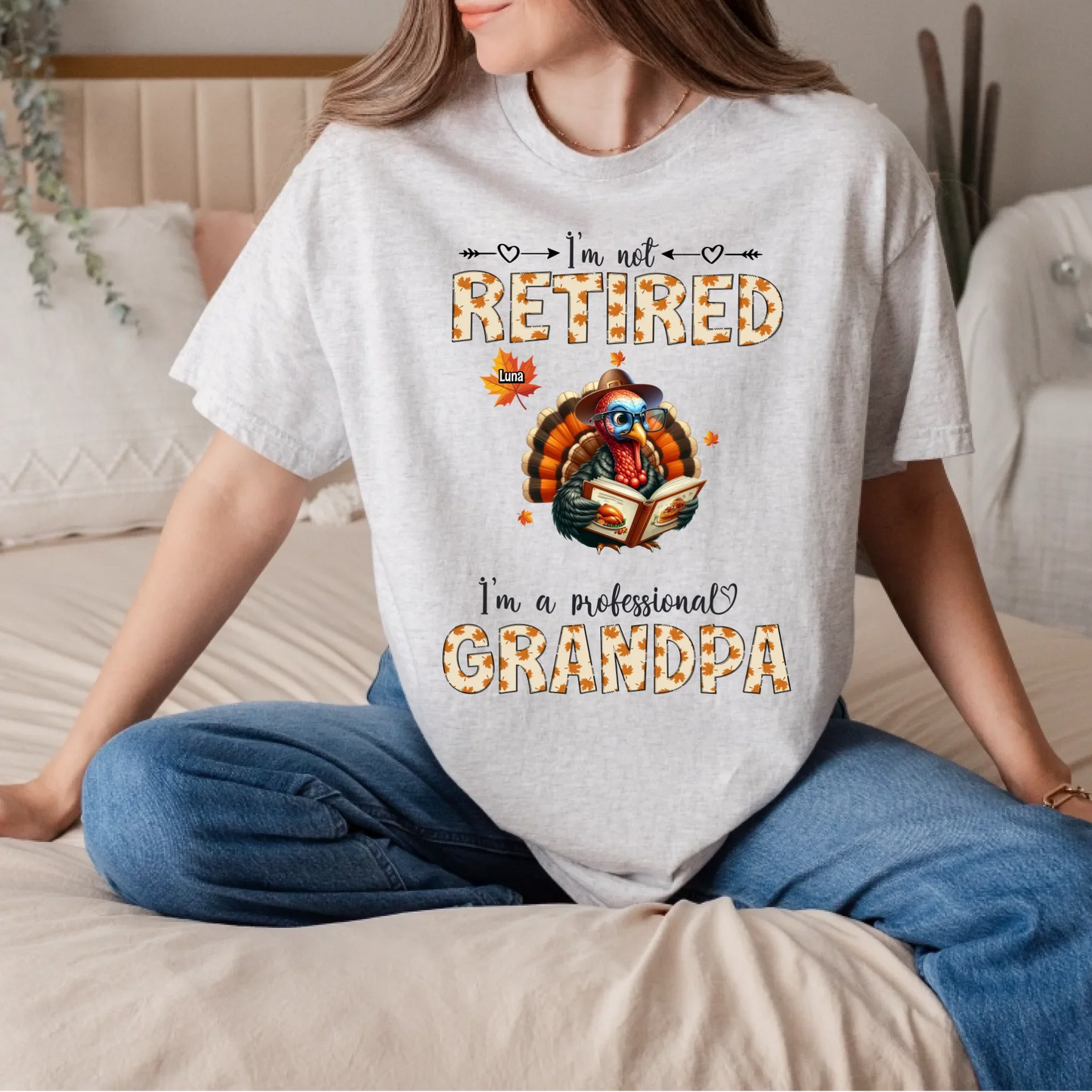 Personalized “I’m Not Retired – I’m a Professional Grandma&Grandpa” Thanksgiving Shirt with Grandkids’ Names... (Image 5)