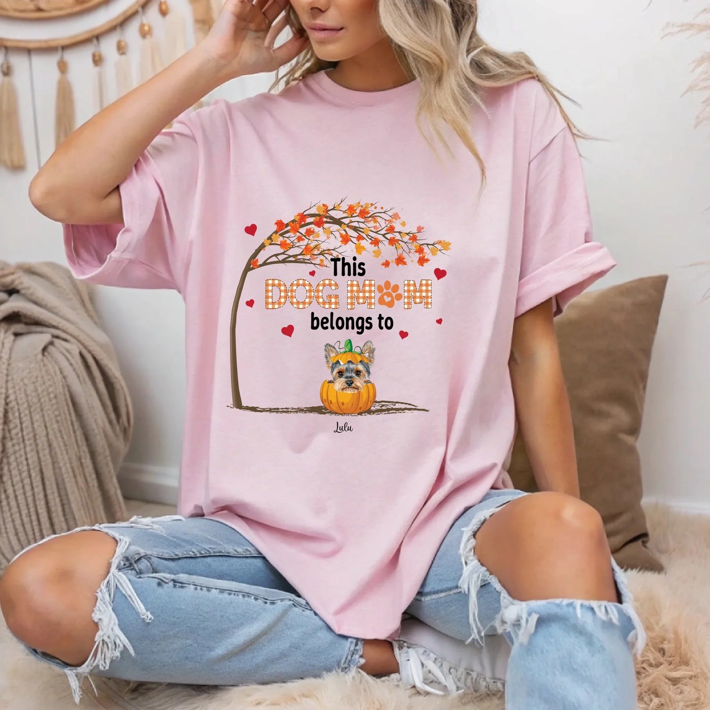 Personalized Dog Mom Thanksgiving Shirt – Custom Dog & Name Fall Tee Hoodie, Sweatshirt | InkThreadWorks.com (Image 1)