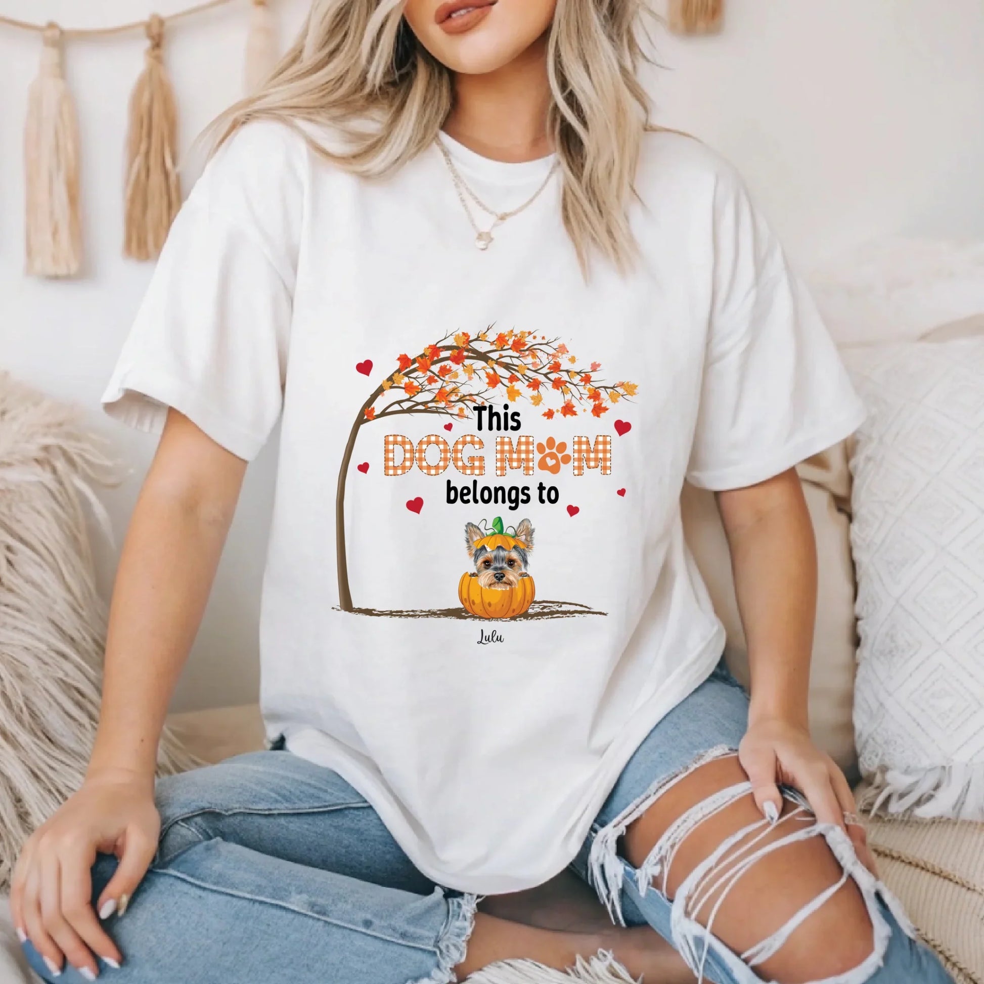 Personalized Dog Mom Thanksgiving Shirt – Custom Dog & Name Fall Tee Hoodie, Sweatshirt | InkThreadWorks.com (Image 3)