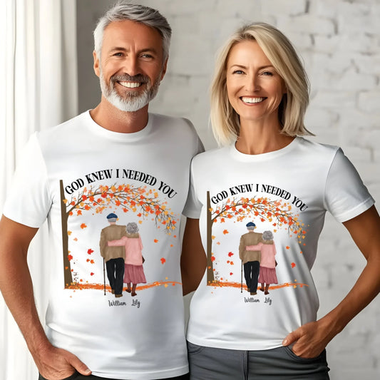 God Knew I Needed You – Personalized Couple Shirt with Custom Names & Characters Hoodie, Sweatshirt (Image 1)