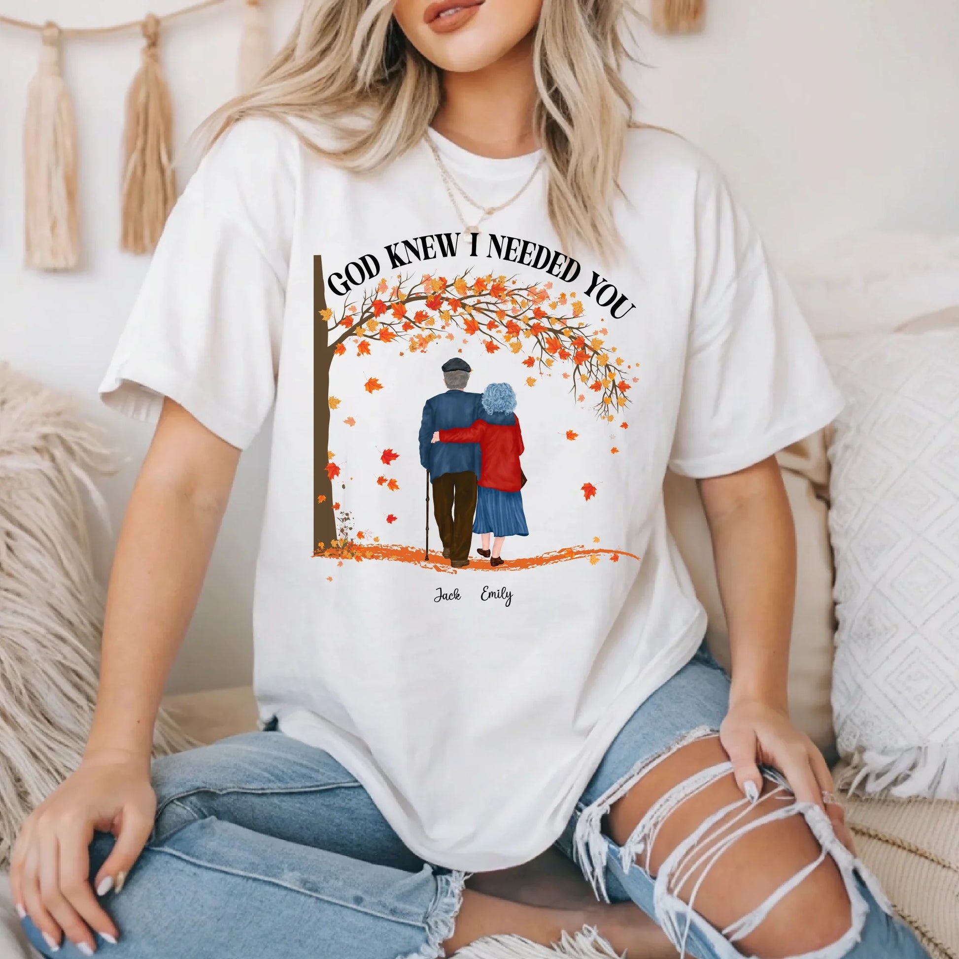 God Knew I Needed You – Personalized Couple Shirt with Custom Names & Characters Hoodie, Sweatshirt (Image 2)