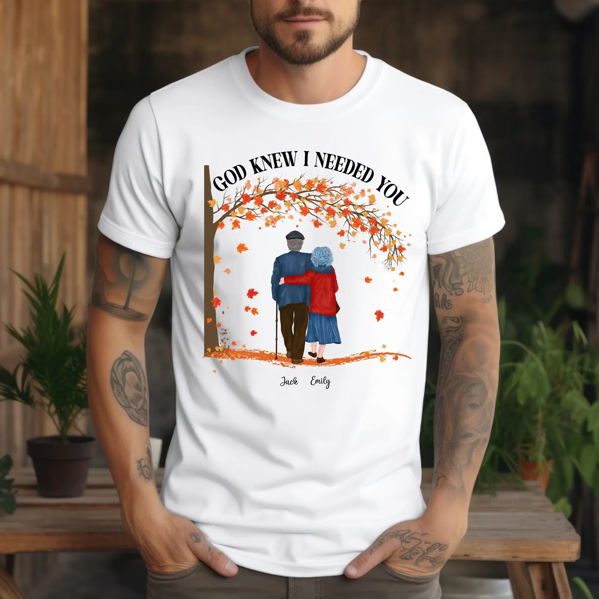 God Knew I Needed You – Personalized Couple Shirt with Custom Names & Characters Hoodie, Sweatshirt (Image 3)