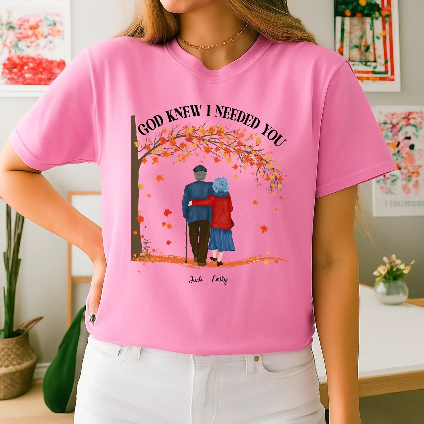 God Knew I Needed You – Personalized Couple Shirt with Custom Names & Characters Hoodie, Sweatshirt (Image 5)