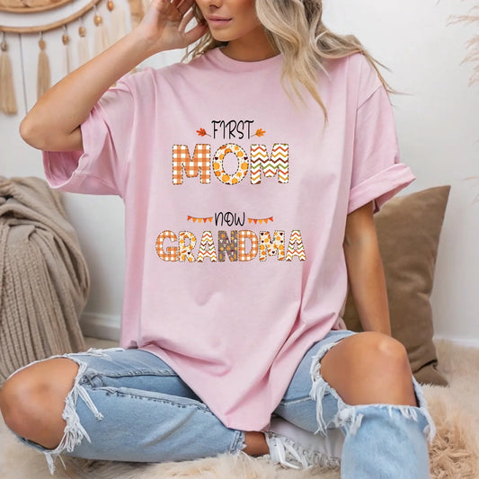Personalized Thanksgiving Grandma Shirt – First Mom, Now Grandma – Custom Names Hoodie, Sweatshirt (Image 1)