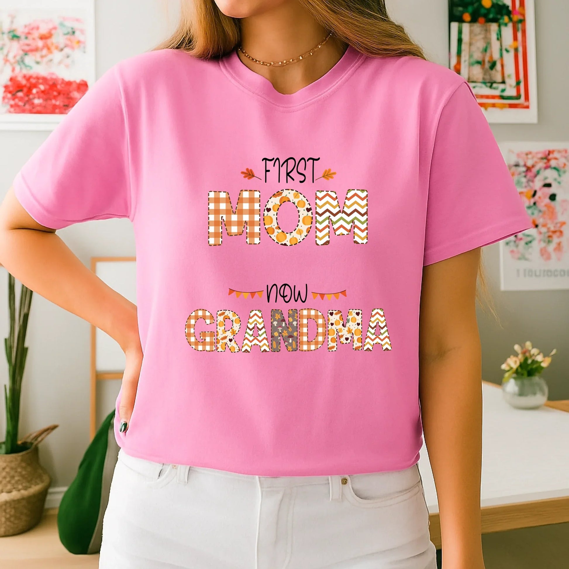 Personalized Thanksgiving Grandma Shirt – First Mom, Now Grandma – Custom Names Hoodie, Sweatshirt (Image 5)