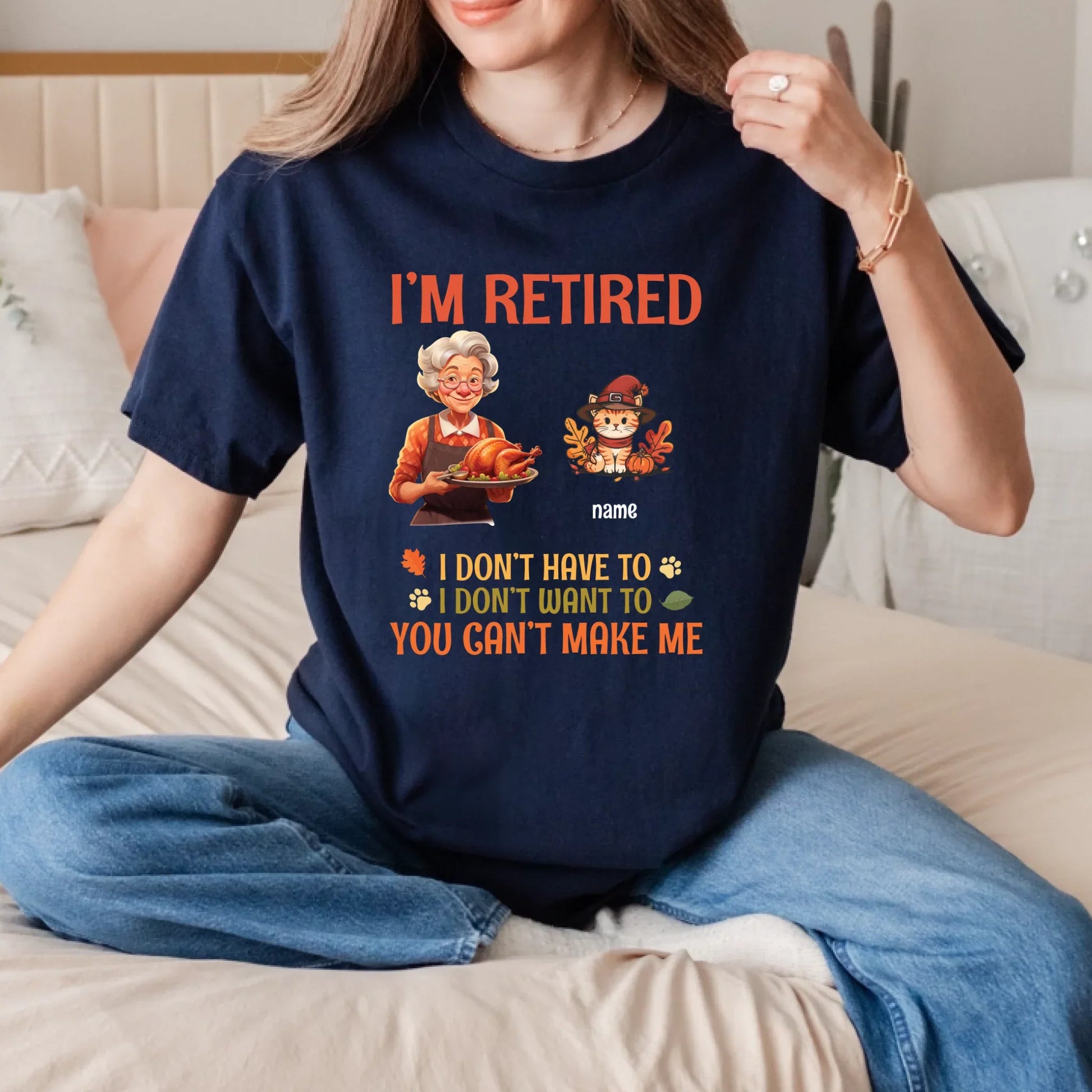 Personalized Thanksgiving Retired Shirt with Cats – Custom Cat Names & Characters Hoodie, Sweatshirt (Image 2)