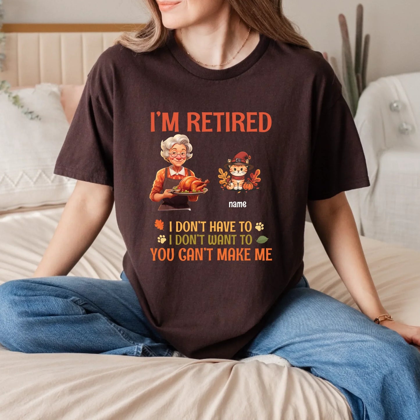Personalized Thanksgiving Retired Shirt with Cats – Custom Cat Names & Characters Hoodie, Sweatshirt (Image 4)