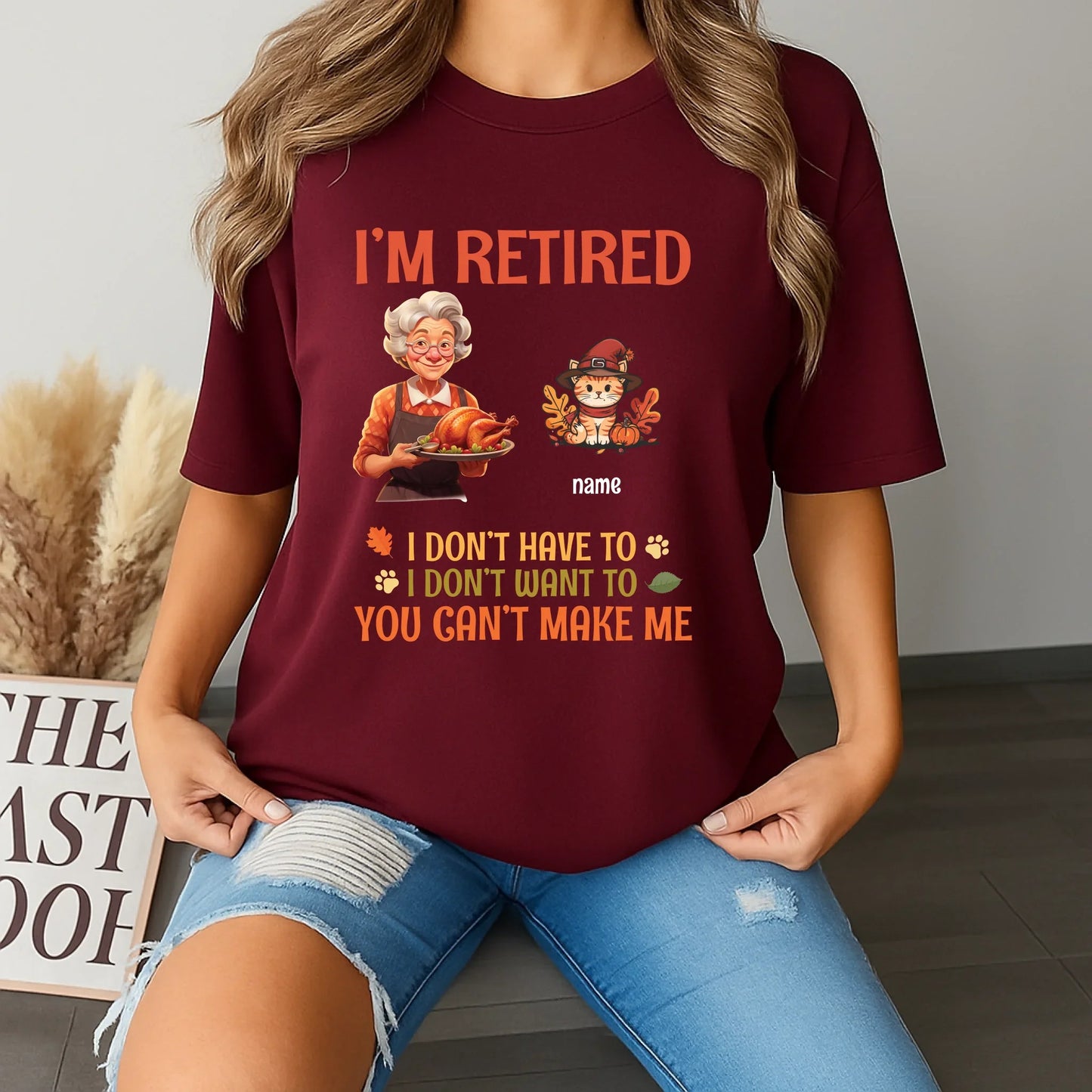 Personalized Thanksgiving Retired Shirt with Cats – Custom Cat Names & Characters Hoodie, Sweatshirt (Image 5)