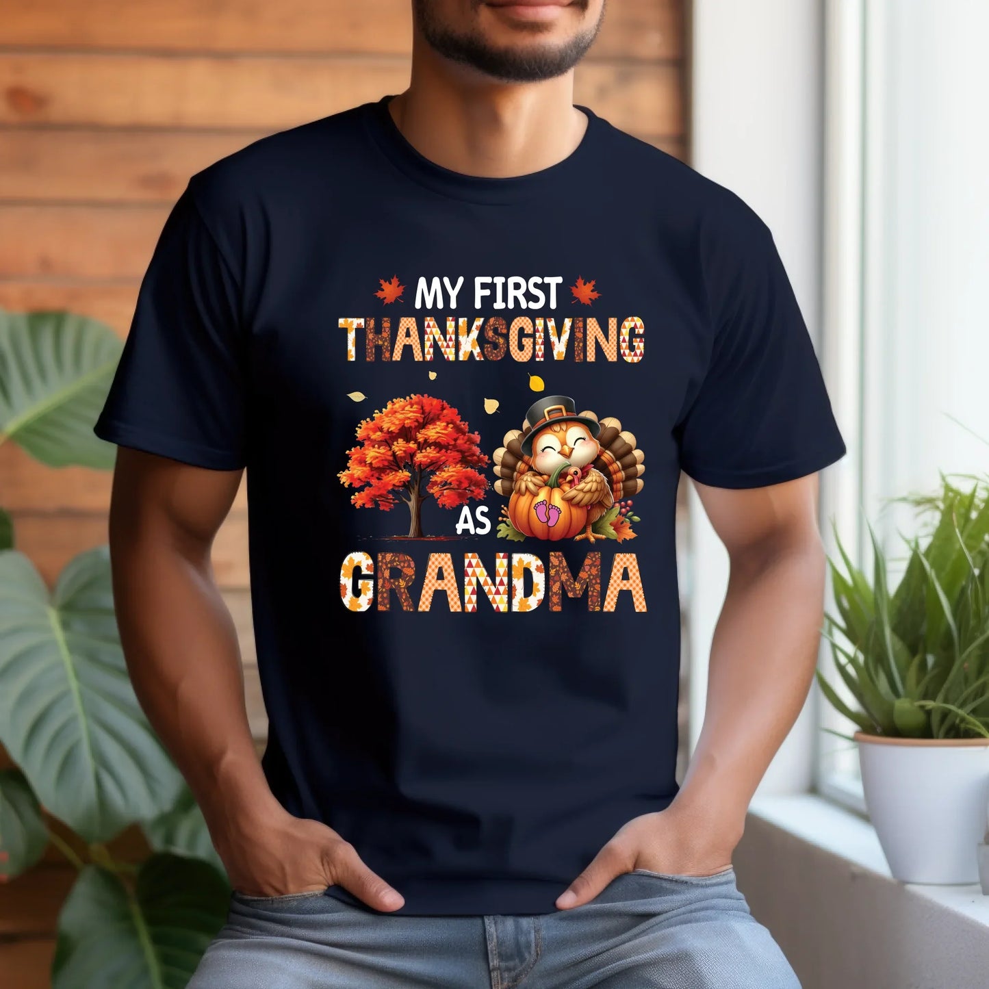 Personalized “My First Thanksgiving As...” Shirt – Custom Title (Mama, Grandma, Daddy...) – Cute Turkey Fall... (Image 2)
