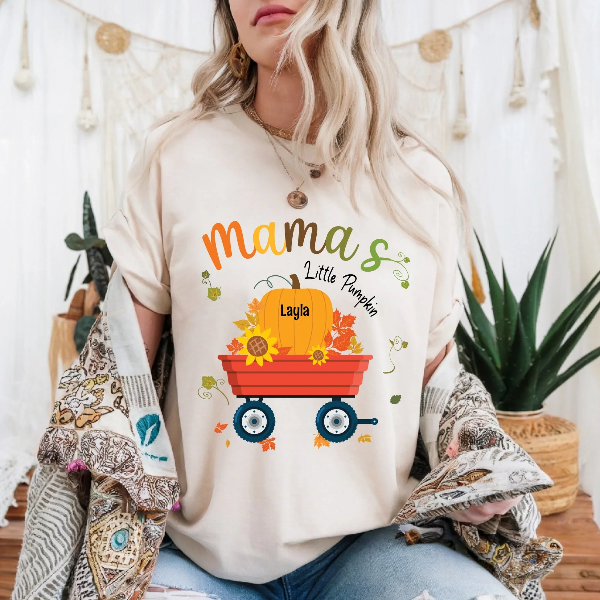 Personalized Mama’s Little Pumpkins Shirt – Custom Kids Names Fall Tee Hoodie, Sweatshirt | InkThreadWorks.com (Image 2)