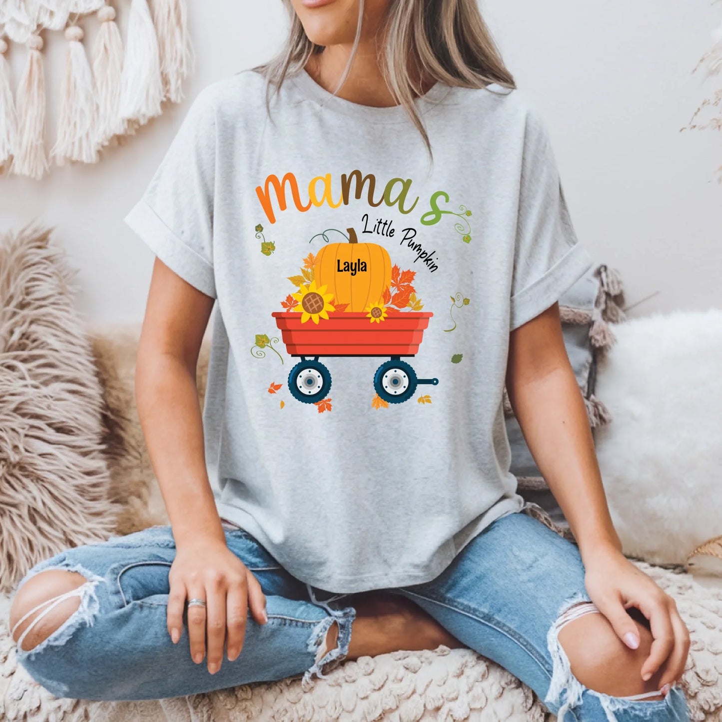 Personalized Mama’s Little Pumpkins Shirt – Custom Kids Names Fall Tee Hoodie, Sweatshirt | InkThreadWorks.com (Image 4)