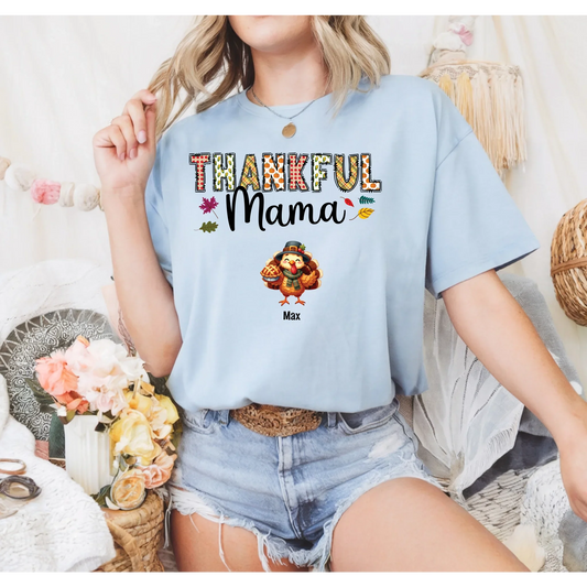 Thankful Mama Personalized Thanksgiving Shirt – Custom Family Names Fall Tee Hoodie, Sweatshirt (Image 1)