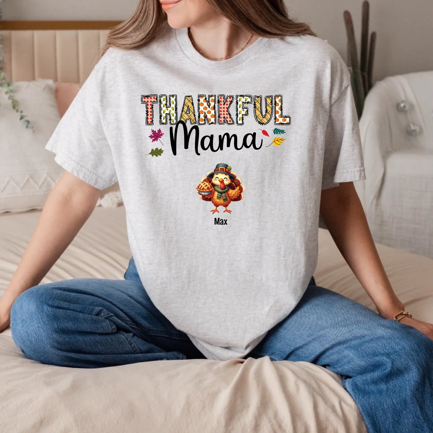 Thankful Mama Personalized Thanksgiving Shirt – Custom Family Names Fall Tee Hoodie, Sweatshirt (Image 2)