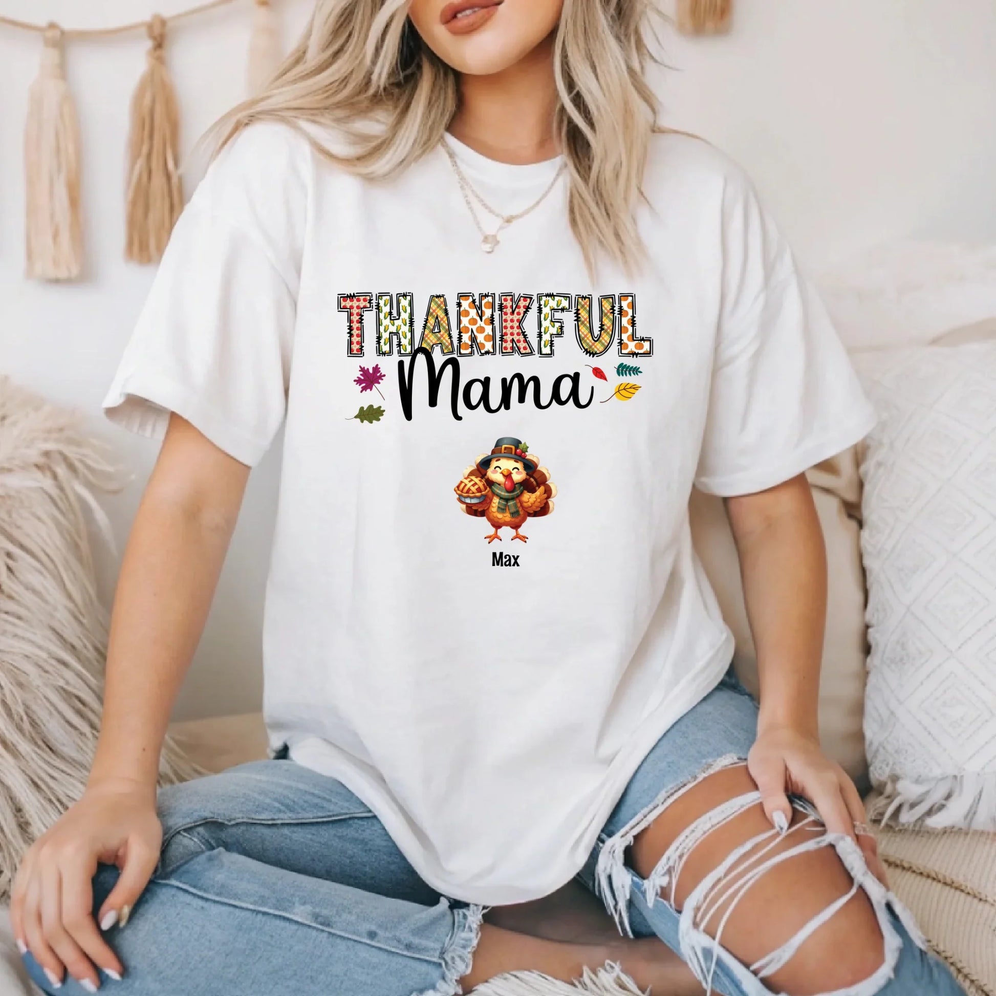 Thankful Mama Personalized Thanksgiving Shirt – Custom Family Names Fall Tee Hoodie, Sweatshirt (Image 3)
