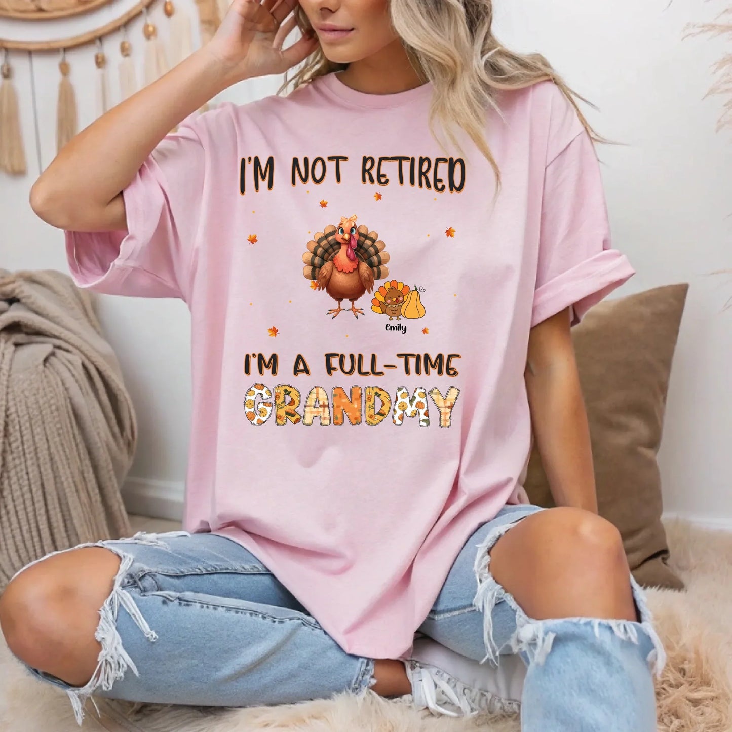 Personalized Thanksgiving Shirt – Full-Time Grandma/Grandpa Tee Hoodie, Sweatshirt | InkThreadWorks.com (Image 3)