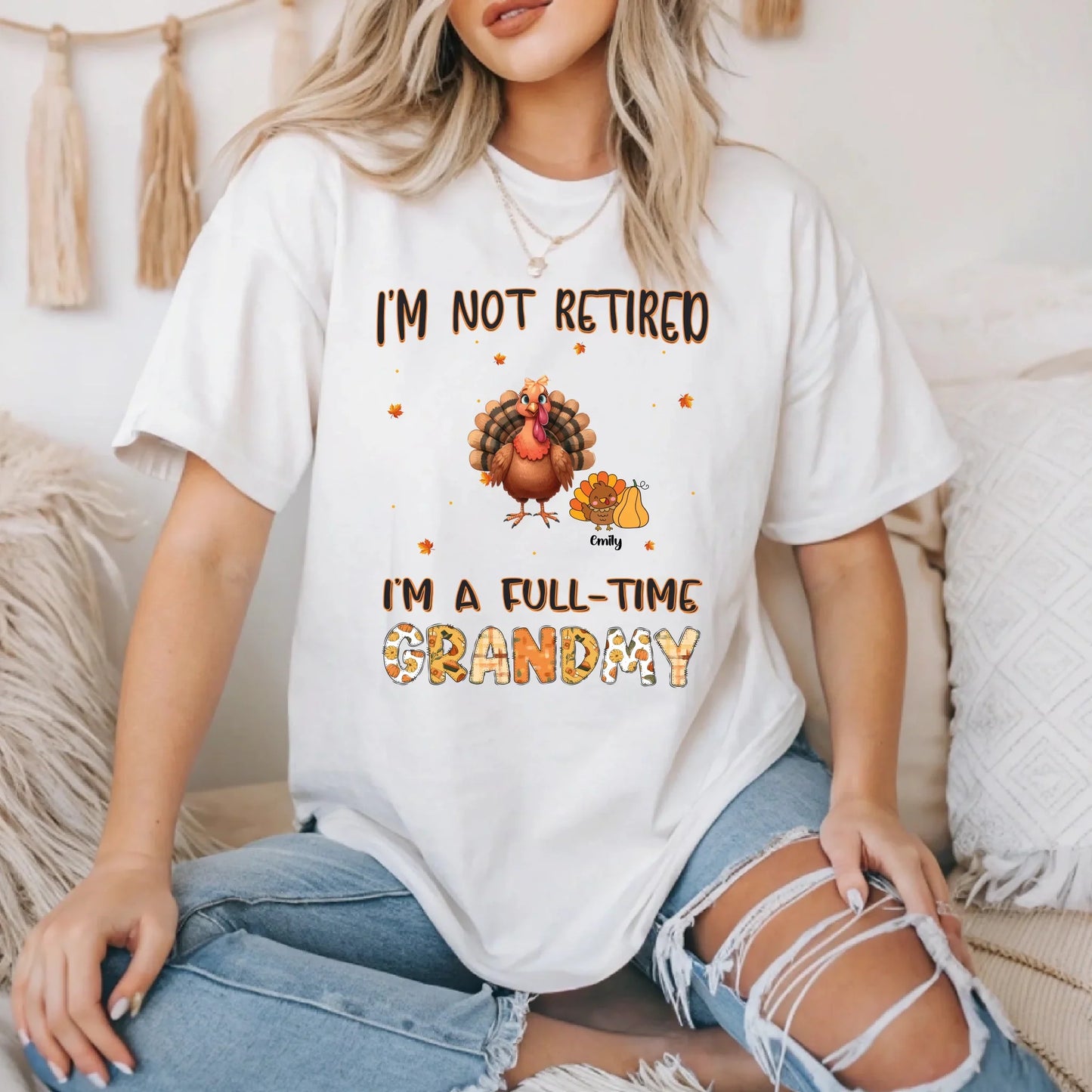 Personalized Thanksgiving Shirt – Full-Time Grandma/Grandpa Tee Hoodie, Sweatshirt | InkThreadWorks.com (Image 5)