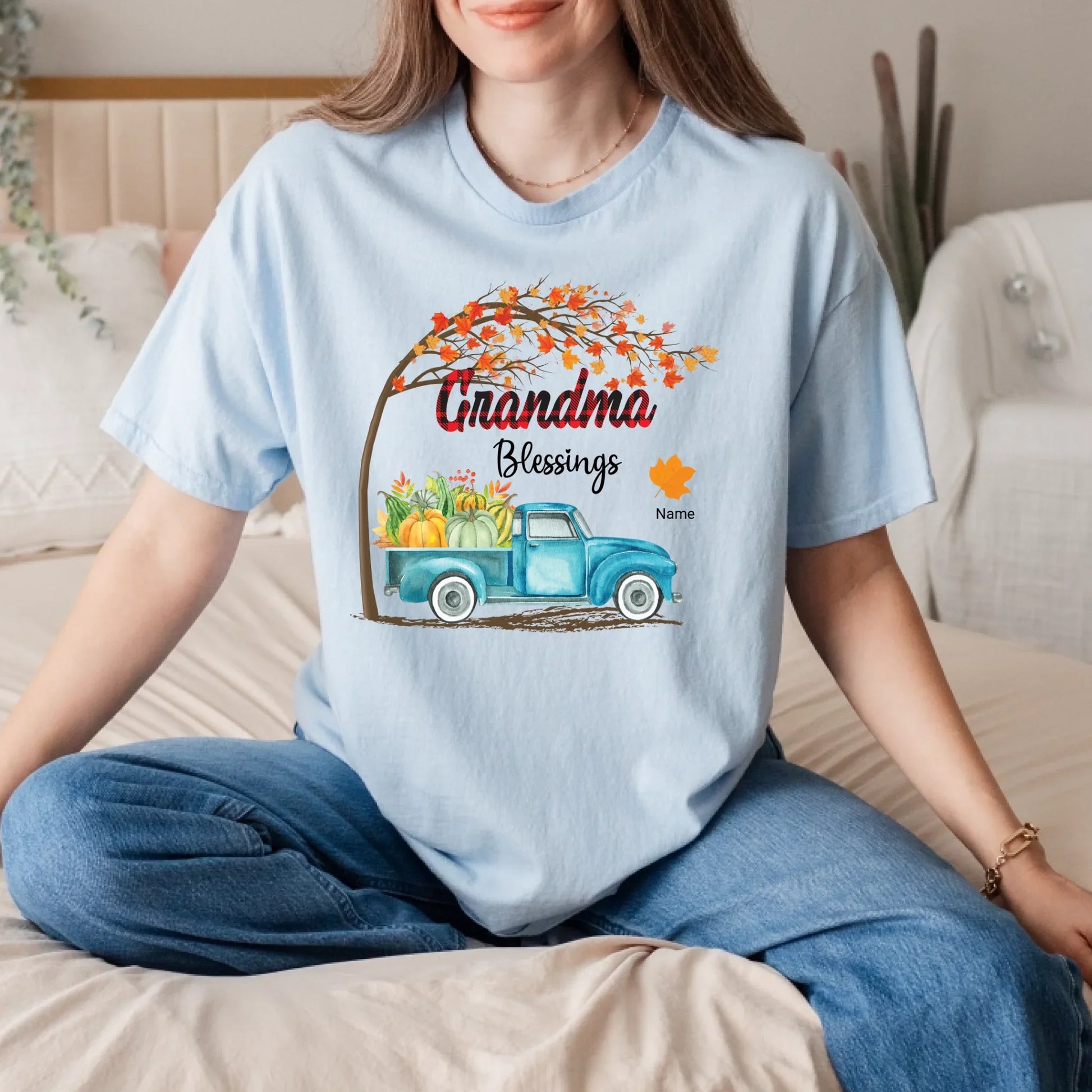Personalized “Grandma Blessings” Shirt with Grandkids' Names – Custom Fall Leaves Family Tee Hoodie, Sweatshirt (Image 5)