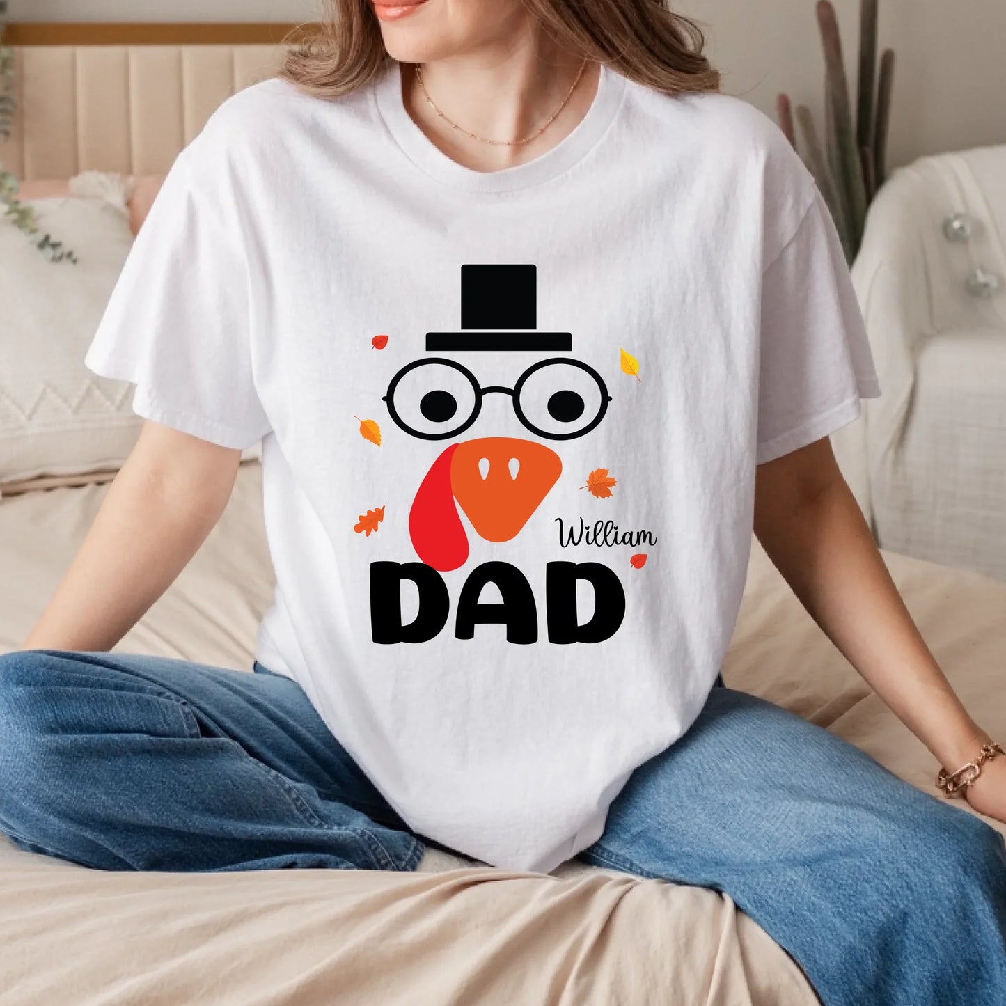 My First Thanksgiving as Daddy Shirt – Personalized Mommy & Dad Name Matching Fall T-Shirt Hoodie, Sweatshirt (Image 2)
