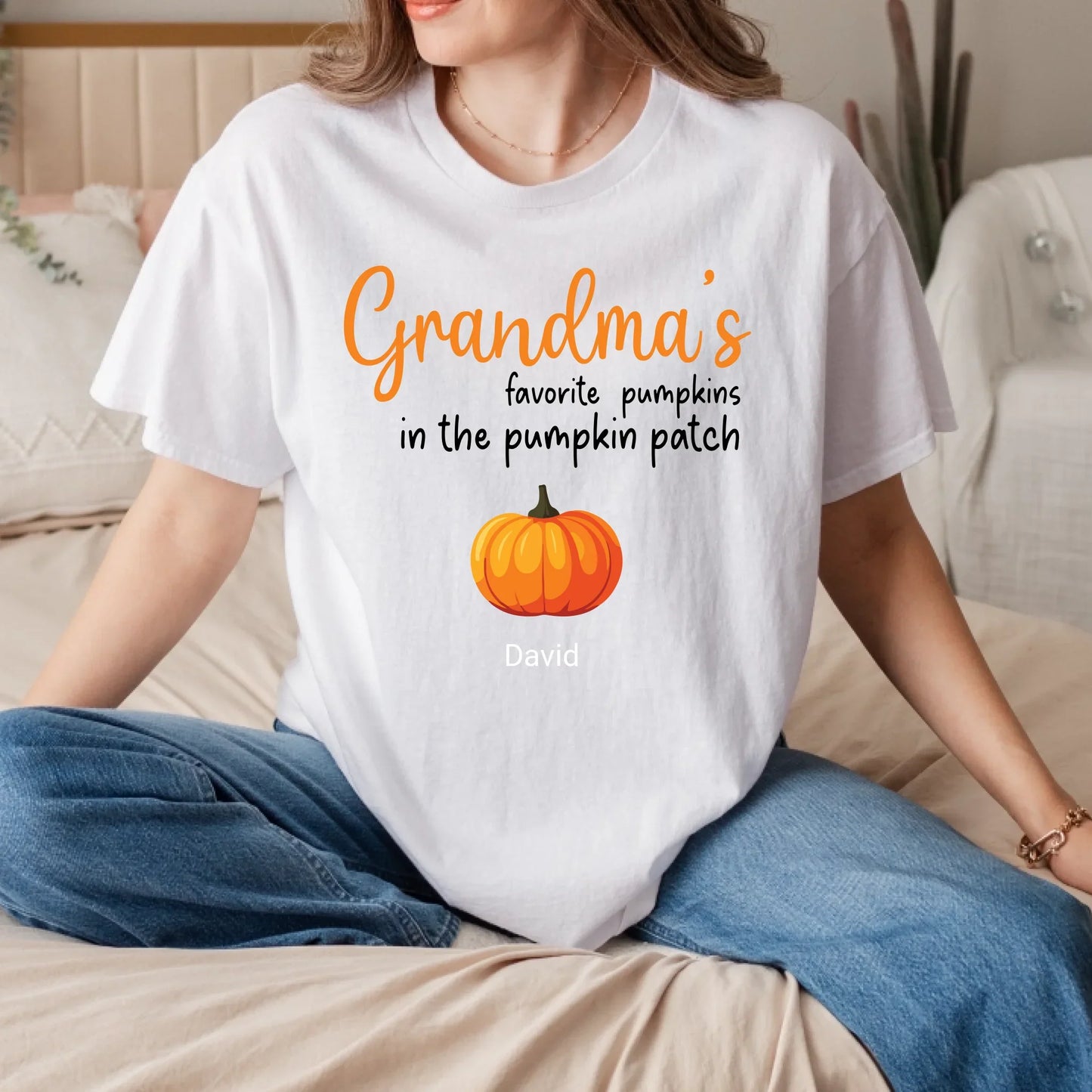 Personalized Grandma Pumpkin Shirt – Custom Family Names Pumpkin Tee Hoodie, Sweatshirt | InkThreadWorks.com (Image 2)