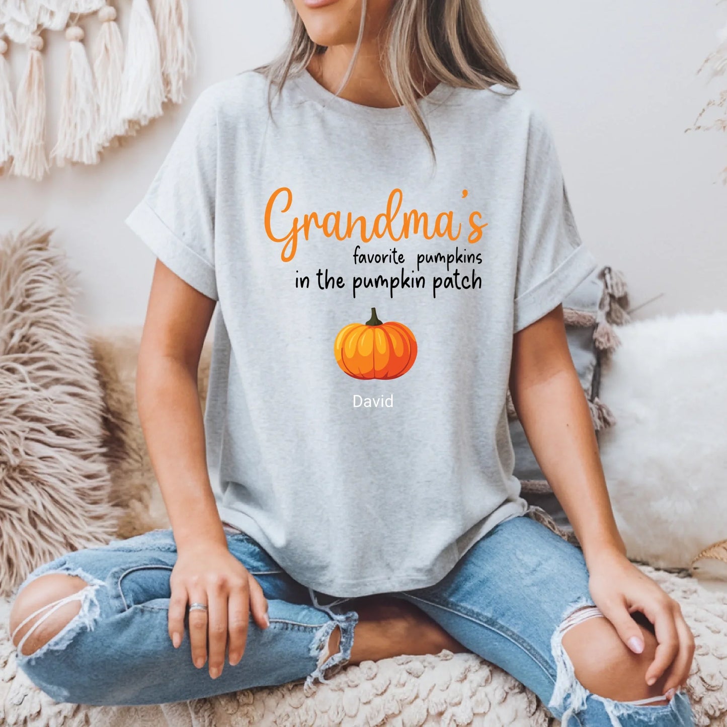 Personalized Grandma Pumpkin Shirt – Custom Family Names Pumpkin Tee Hoodie, Sweatshirt | InkThreadWorks.com (Image 3)
