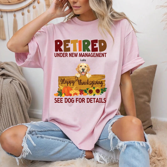 Personalized Retired Dog Lover Thanksgiving Shirt – “See Dogs for Details” Custom Name & Breed Tee Hoodie,... (Image 1)