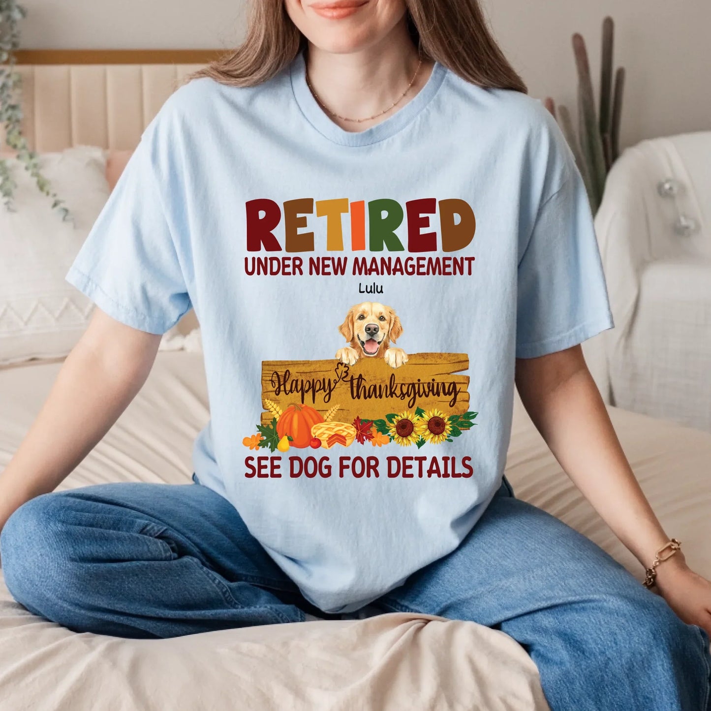 Personalized Retired Dog Lover Thanksgiving Shirt – “See Dogs for Details” Custom Name & Breed Tee Hoodie,... (Image 2)