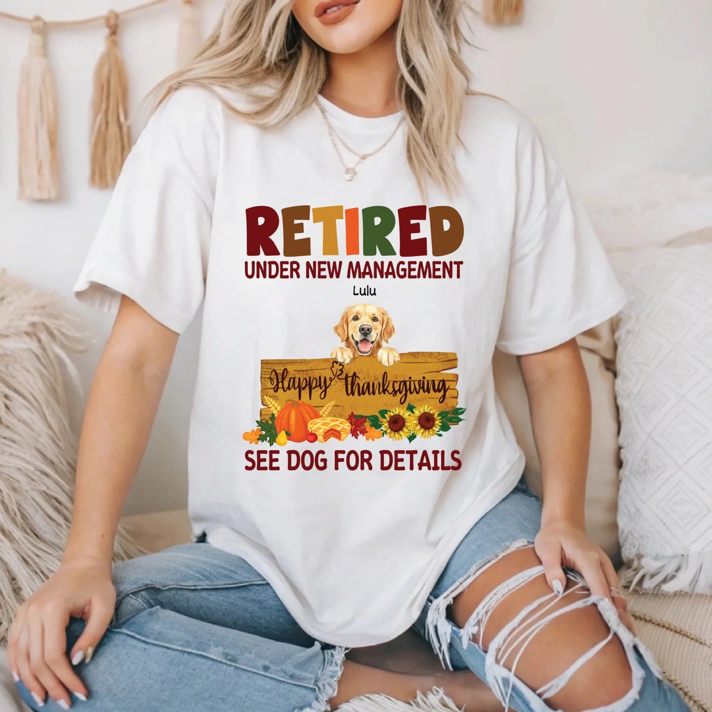 Personalized Retired Dog Lover Thanksgiving Shirt – “See Dogs for Details” Custom Name & Breed Tee Hoodie,... (Image 3)
