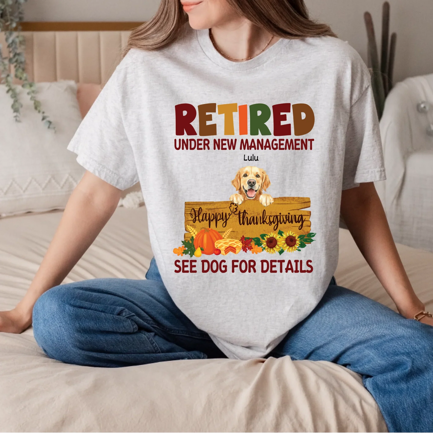 Personalized Retired Dog Lover Thanksgiving Shirt – “See Dogs for Details” Custom Name & Breed Tee Hoodie,... (Image 4)