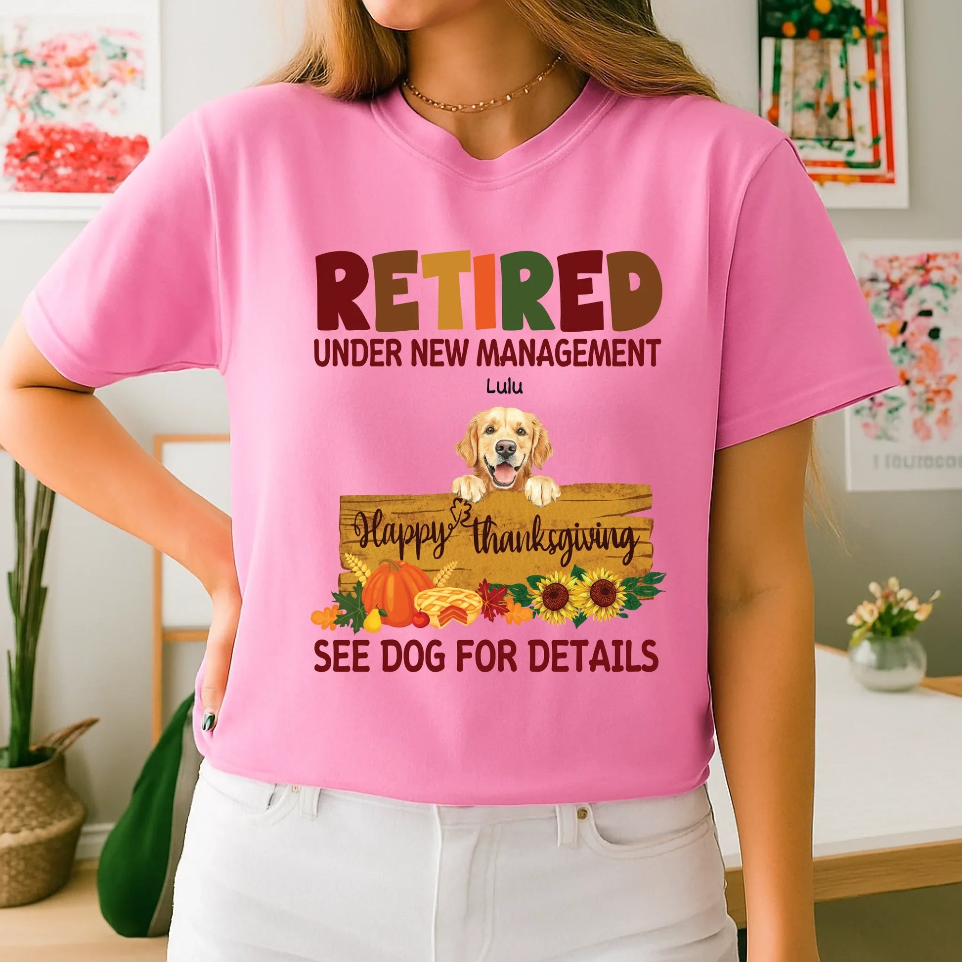 Personalized Retired Dog Lover Thanksgiving Shirt – “See Dogs for Details” Custom Name & Breed Tee Hoodie,... (Image 5)