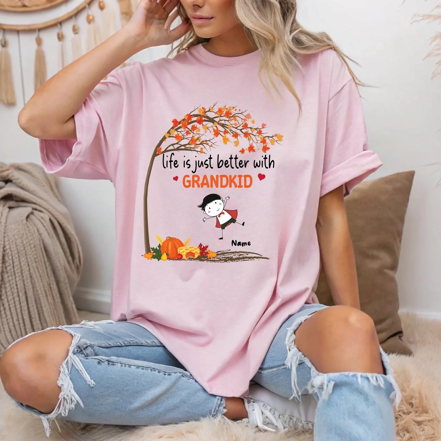 Personalized Thanksgiving Grandma Shirt – Life Is Better With Grandkids – Custom Characters & Names Hoodie,... (Image 1)