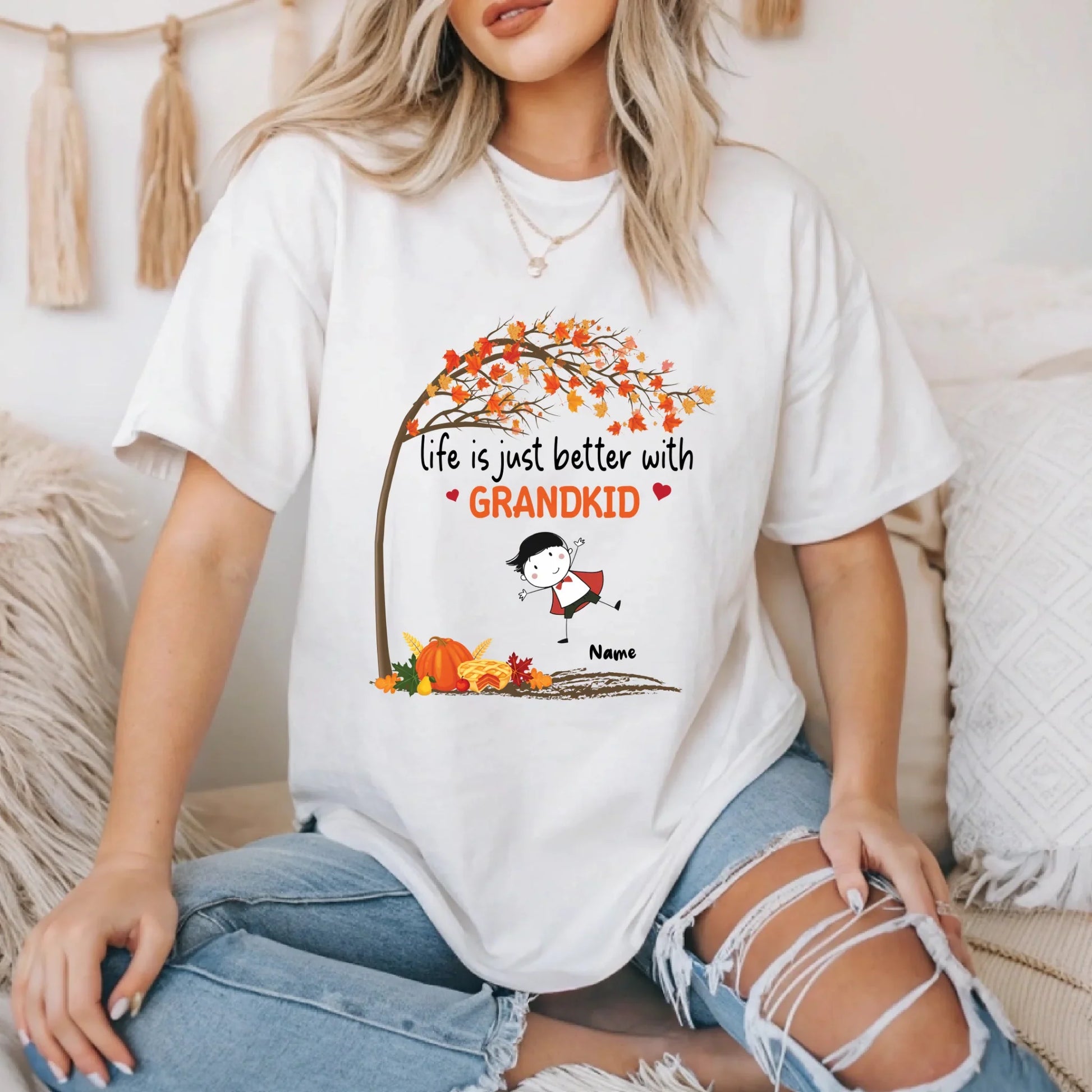 Personalized Thanksgiving Grandma Shirt – Life Is Better With Grandkids – Custom Characters & Names Hoodie,... (Image 3)