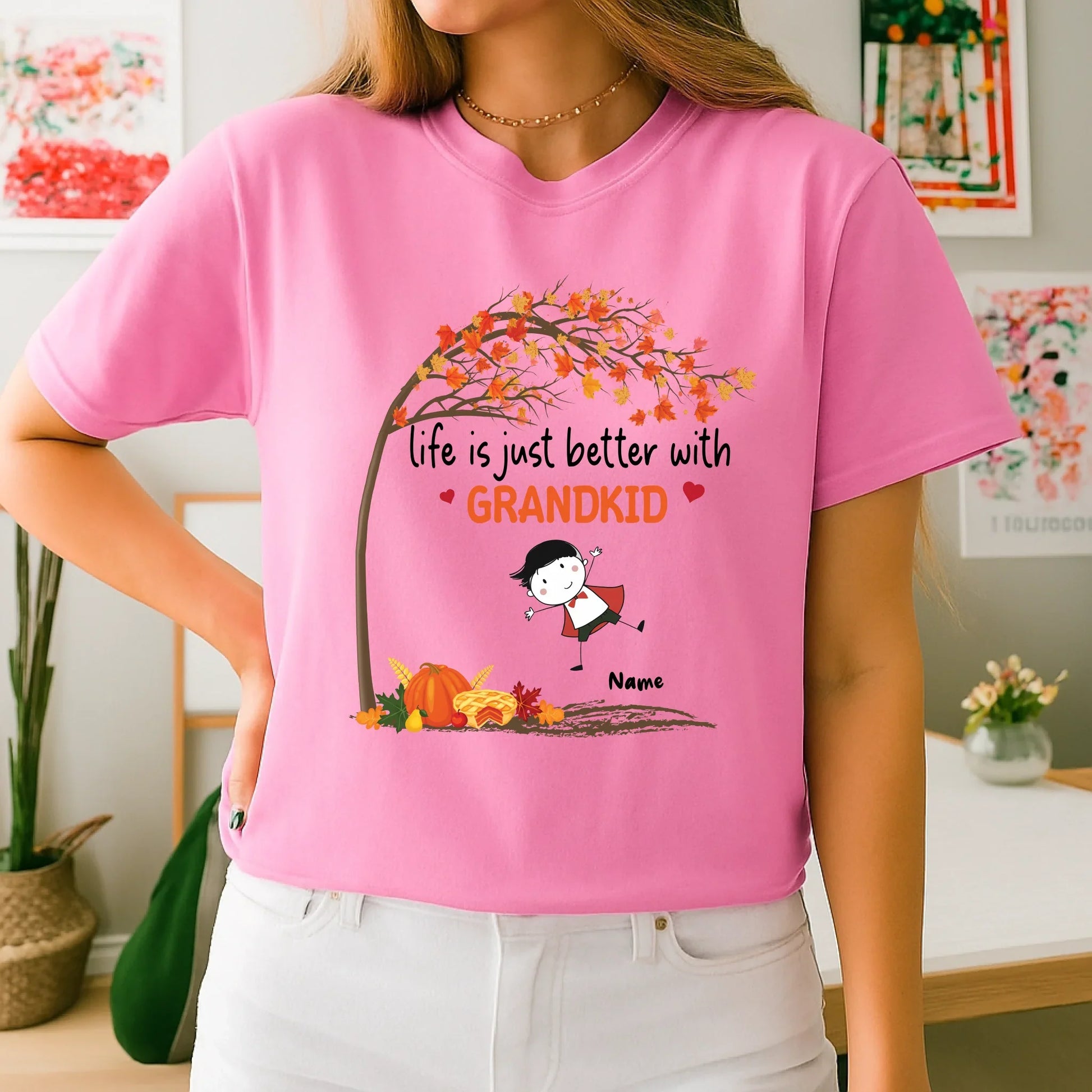 Personalized Thanksgiving Grandma Shirt – Life Is Better With Grandkids – Custom Characters & Names Hoodie,... (Image 5)