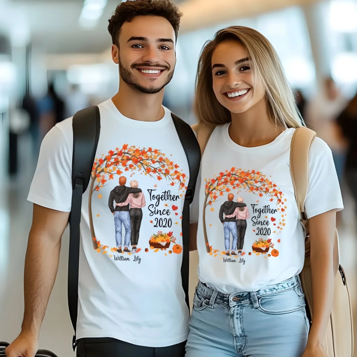 Personalized Couple Shirt – Together Since [Year] – Custom Names & Characters Hoodie, Sweatshirt (Image 1)